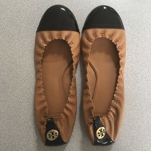 Tory Burch Abbey Flats size 10 brown leather